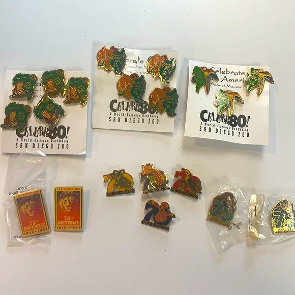 Lot of 20 San Diego Zoo Collector Park Pins , from their 70th, 75th & 80th bdays - Picture 1 of 11